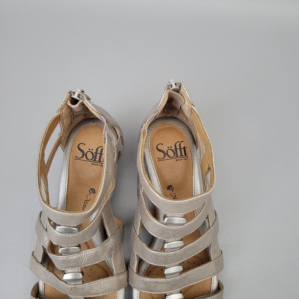 Sofft Rio Il Gladiator Sandals Womens 6 M Metallic Pewter Zip Shoes Boho - Picture 5 of 8